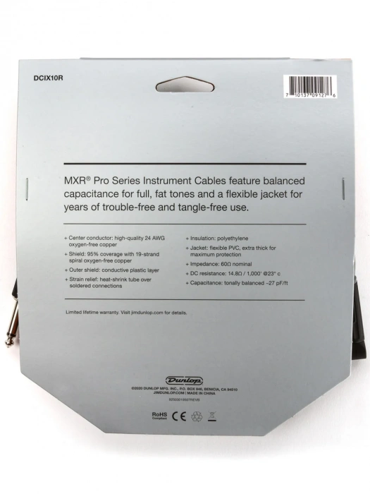 MXR DCIX10R Pro Series Instrument Cable Straight/Right (3m)