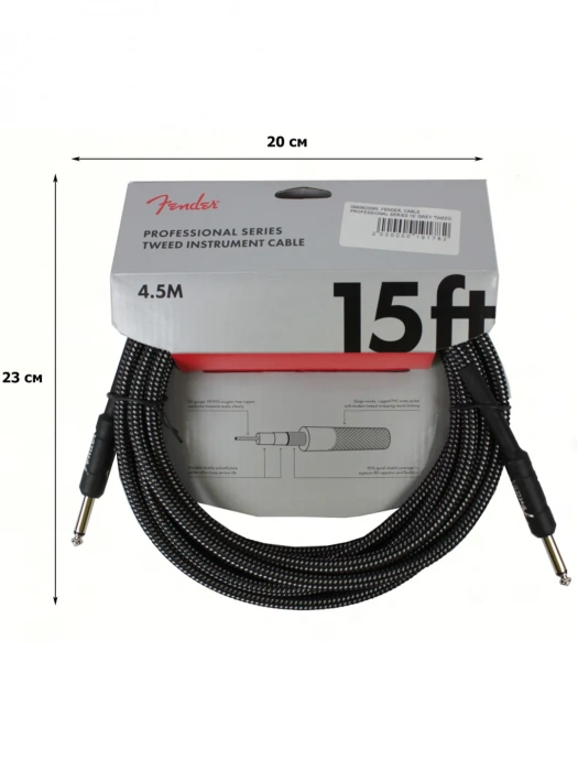 Fender Cable Professional Series 15' Grey Tweed