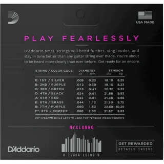 D'Addario NYXL0980 NYXL Electric Super Light 8-String 09-80