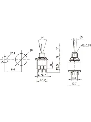 Перемикач Dimarzio EP1108 DPDT Mini Switch - 3 Position (On/On/On)