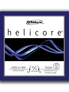 D'Addario H313 4/4M Helicore Violin Single D String 4/4 Scale Medium Tension