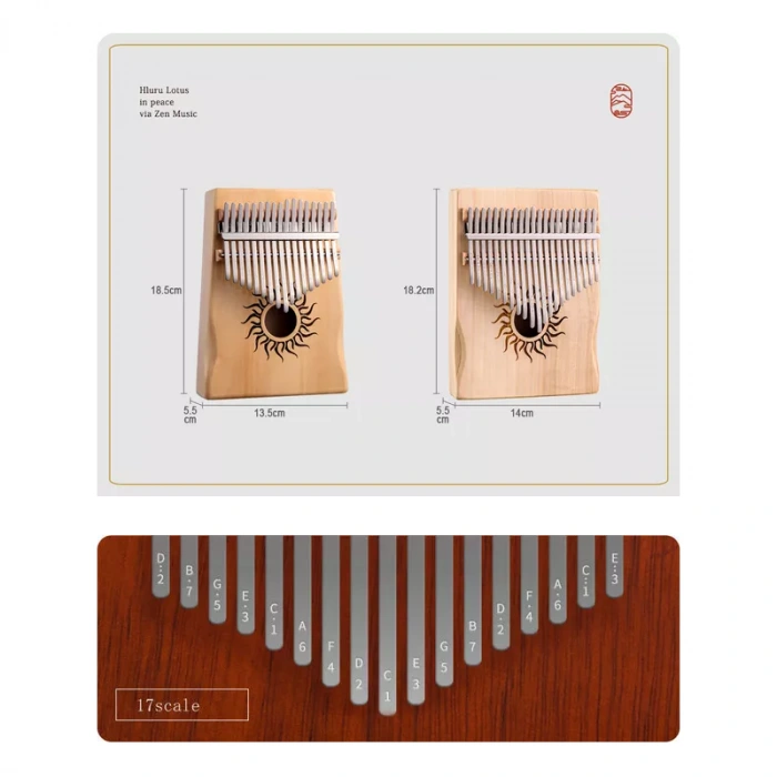 Калімба Калімба Hluru Huashu KHS17 Sun Poplar Brown (17 нот, тополя)