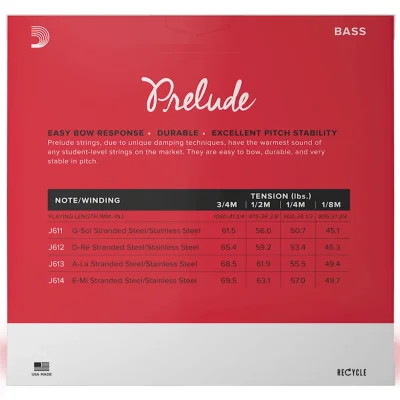 Струни для контрабаса D'Addario J612 3/4M Prelude Bass Single D String