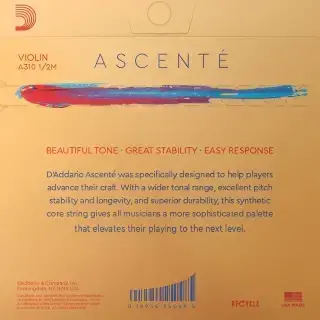 D'Addario A310 1/2M Ascenté Violin String Set 1/2 Scale Medium Tension