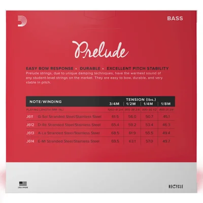 Струни D'Addario J614 3/4M Prelude Bass Single E String