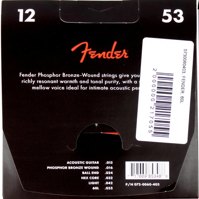 Fender 60L Phosphor Bronze Acoustic Strings 12-53