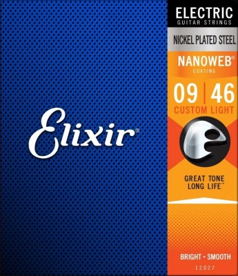 Elixir 12027 Nanoweb Nickel Plated Steel Custom Light 9/46 (EL NW CL)