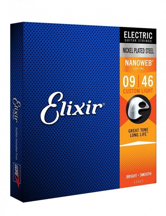 Elixir 12027 Nanoweb Nickel Plated Steel Custom Light 9/46 (EL NW CL)