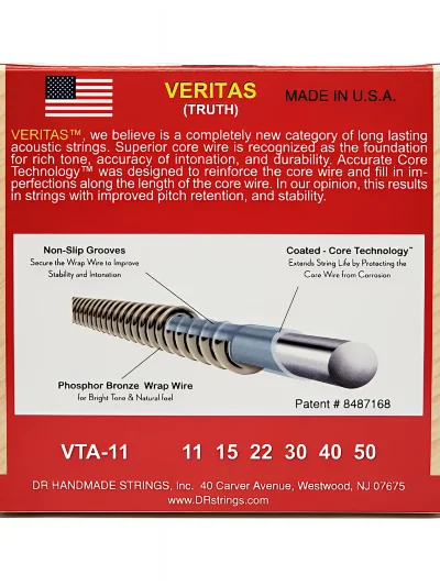 Струни DR VTA-11 Veritas Coated Core Custom Light 11-50