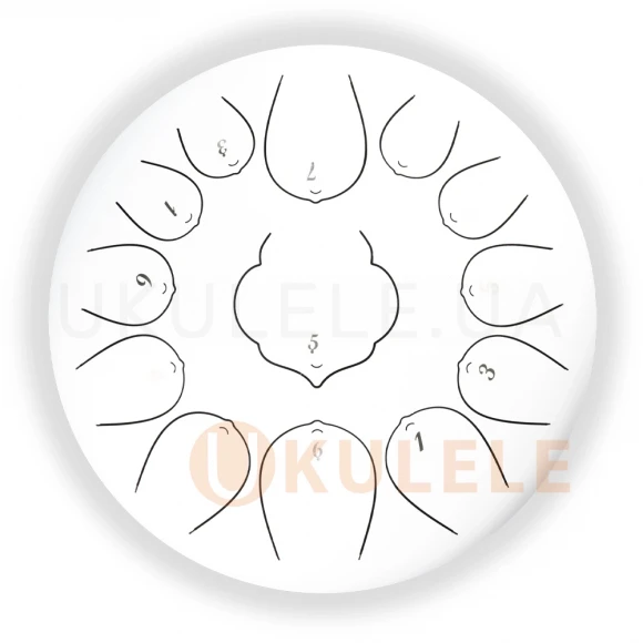 Глюкофон Hluru Huashu THD13-12 White Tongue Drum (13notes 12" C major) Carbon Steel