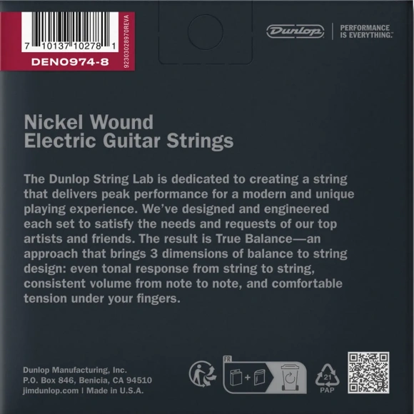 Струни Dunlop DEN0974-8 Nickel Wound Electric Guitar Strings 09-74 | 8-String Струни Dunlop DEN0974-8 Nickel Wound Electric Guitar Strings 09-74 | 8-String
