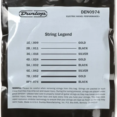 Струни Dunlop DEN0974-8 Nickel Wound Electric Guitar Strings 09-74 | 8-String