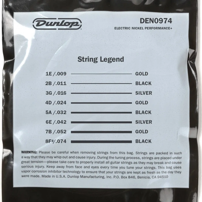 Dunlop DEN0974-8 Nickel Wound Electric Guitar Strings 09-74 | 8-String