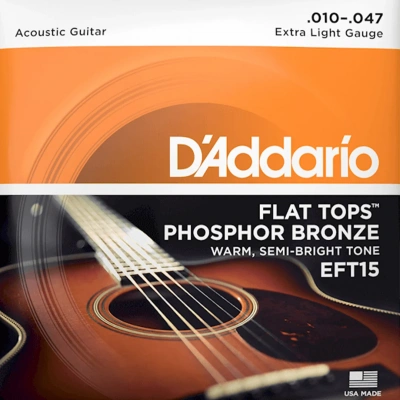 D&#039;Addario EFT15 Flat Tops Phosphor Bronze Extra Light 10-47