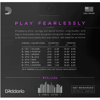 D'Addario NYXL1164 NYXL Electric Medium 7-String 11-64