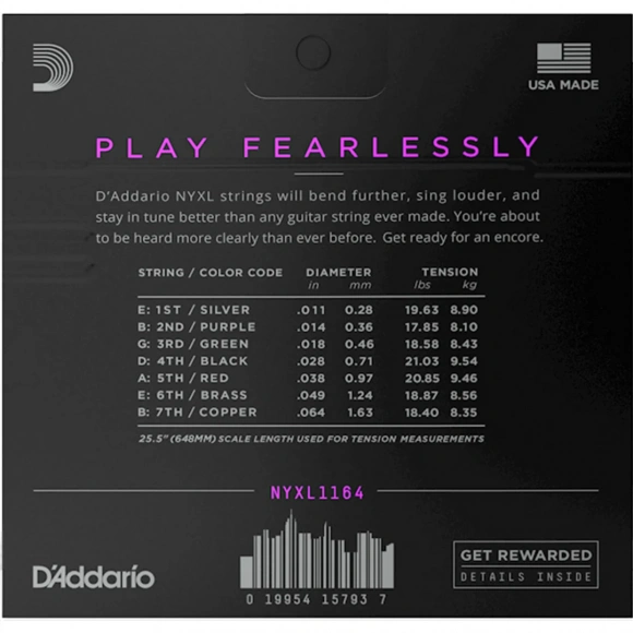 Струны D'Addario NYXL1164 NYXL Electric Medium 7-String 11-64 Струны D'Addario NYXL1164 NYXL Electric Medium 7-String 11-64