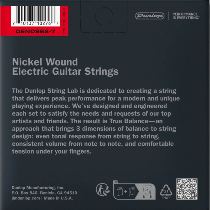 Dunlop DEN0962-7 Nickel Wound Electric Guitar Strings 09-62 | 7-String