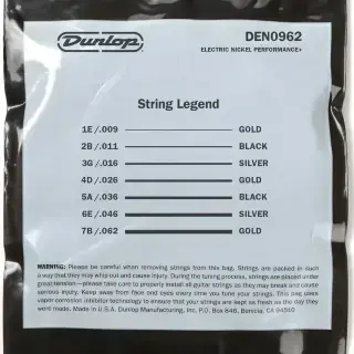 Dunlop DEN0962-7 Nickel Wound Electric Guitar Strings 09-62 | 7-String