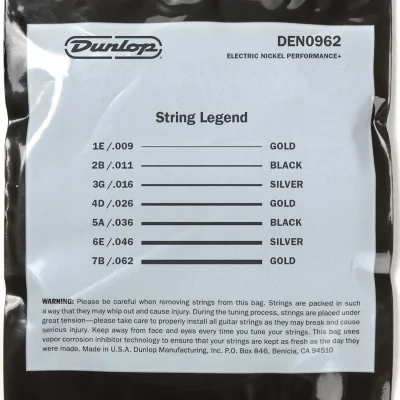 Струни Dunlop DEN0962-7 Nickel Wound Electric Guitar Strings 09-62 | 7-String