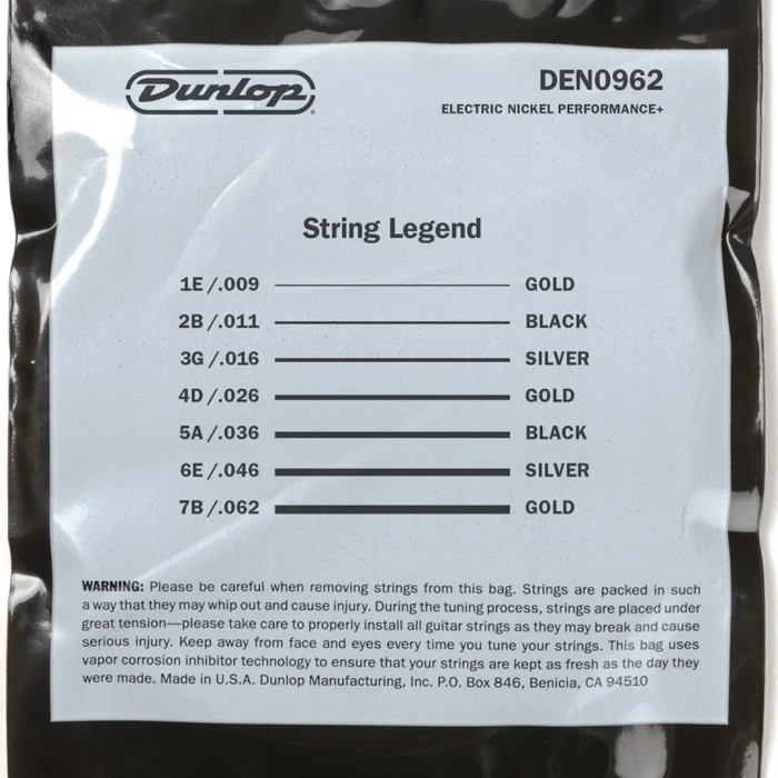 Dunlop DEN0962-7 Nickel Wound Electric Guitar Strings 09-62 | 7-String