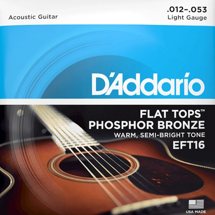Струны Струны D'Addario EFT16 Flat Tops Phosphor Bronze Light 12-53