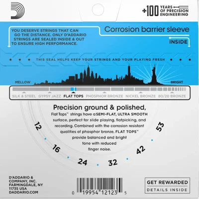 Струни D'Addario EFT16 Flat Tops Phosphor Bronze Light 12-53