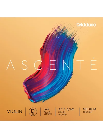 Струни для скрипки D'Addario A313 3/4M Ascenté Violin Single D String 3/4 Scale Medium Tension