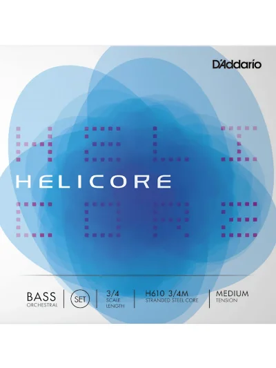Струни для контрабаса D'Addario H610 3/4M Helicore Orchestral Bass String Set 3/4 Scale Medium Tension