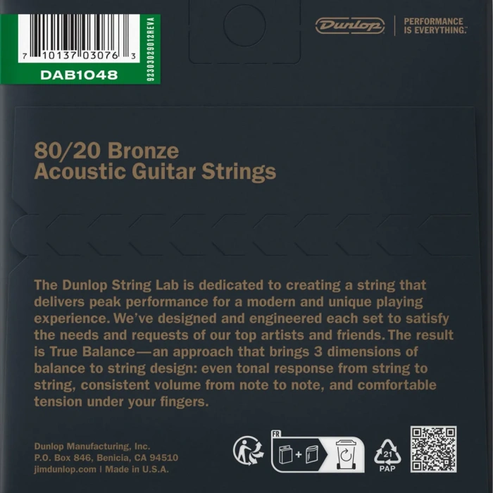 Dunlop DAB1048 80/20 Bronze Acoustic Guitar Strings 10-48