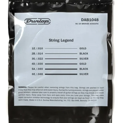 Струни Dunlop DAB1048 80/20 Bronze Acoustic Guitar Strings 10-48