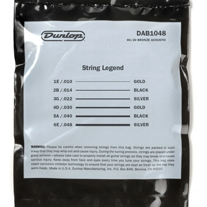 Dunlop DAB1048 80/20 Bronze Acoustic Guitar Strings 10-48