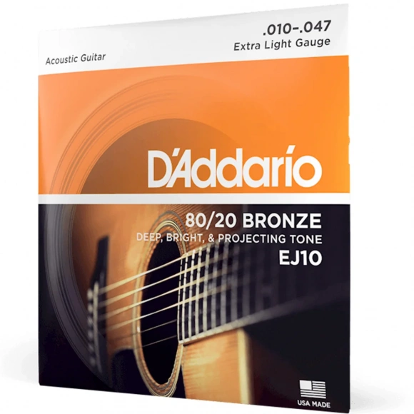 Струни D'Addario EJ10 80/20 Bronze Extra Light 10-47 Струни D'Addario EJ10 80/20 Bronze Extra Light 10-47