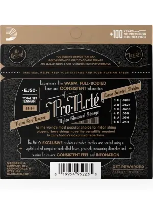 Струни D'Addario EJ50 Pro Arte Black Nylon Hard Tension