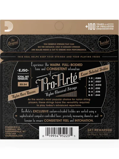 Струни D'Addario EJ50 Pro Arte Black Nylon Hard Tension
