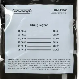Dunlop DAB1152 80/20 Bronze Acoustic Guitar Strings 11-52