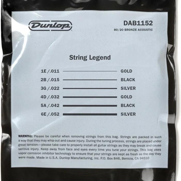 Dunlop DAB1152 80/20 Bronze Acoustic Guitar Strings 11-52