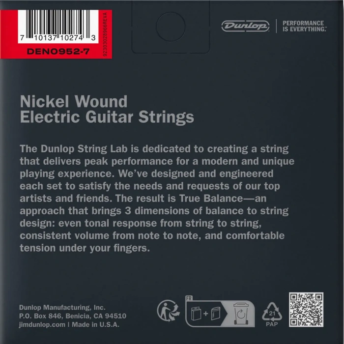 Dunlop DEN09527 Nickel Wound Electric Guitar Strings 09-52 | 7-String