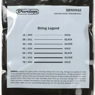Dunlop DEN09527 Nickel Wound Electric Guitar Strings 09-52 | 7-String