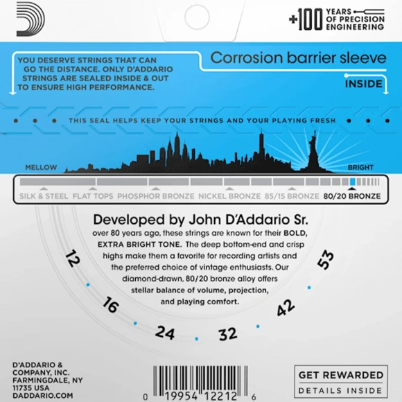 Струни D'Addario EJ11 80/20 Bronze Regular Light 12-53 Струни D'Addario EJ11 80/20 Bronze Regular Light 12-53