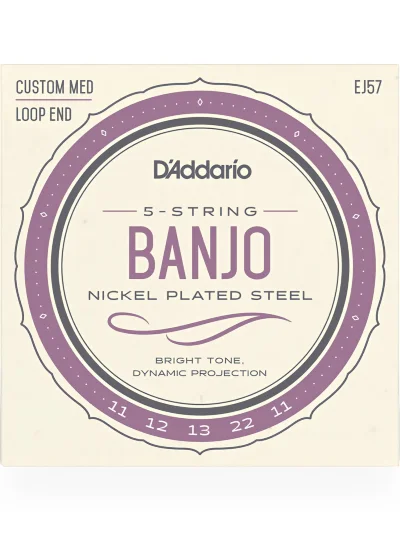Струни для банджо D'Addario EJ57 Banjo Nickel Plated Steel Custom Medium (11-22)