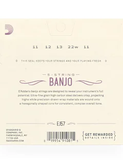 D'Addario EJ57 Banjo Nickel Plated Steel Custom Medium (11-22)
