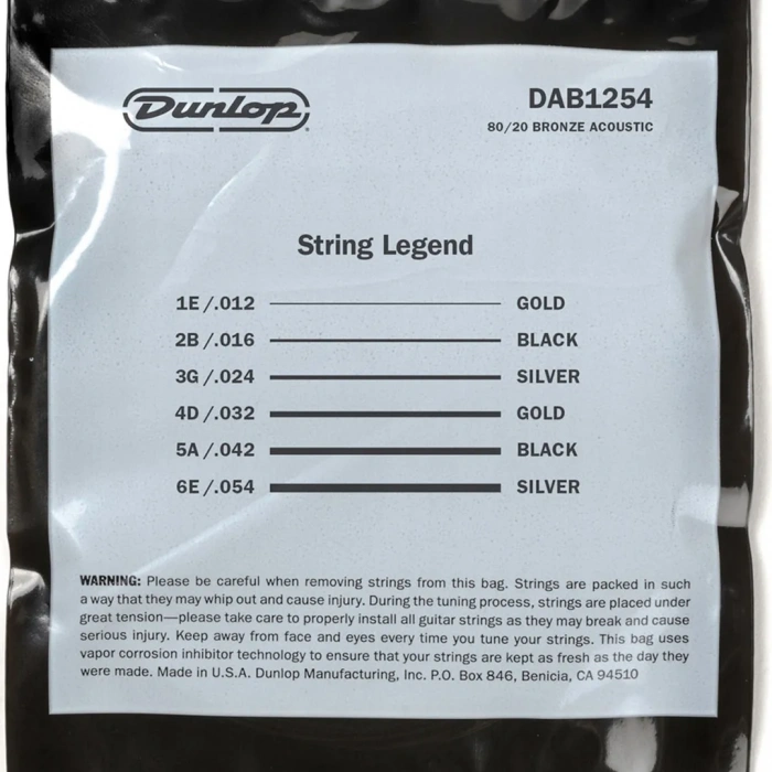 Dunlop DAB1254 80/20 Bronze Acoustic Guitar Strings 12-54