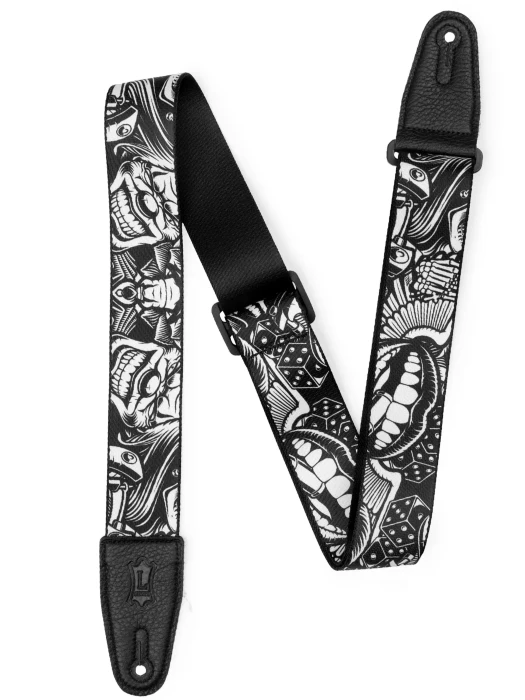 Ремінь для гітари Ремінь для гітари Levy’s MP2TAT-001 Tattoo Series (Black & White Clowns)