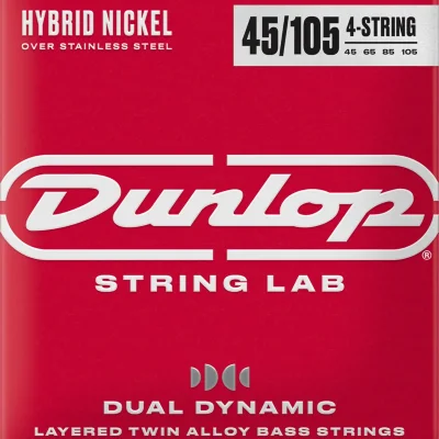 Струни Dunlop DBHYN45105 Dual Dynamic Layered Twin Alloy Hybrid Wound Nickel Bass Strings 45-105