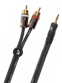 D'Addario PW-MP-05 Custom Series Dual RCA to 3.5 Stereo Mini Jack Cable (1.5m)