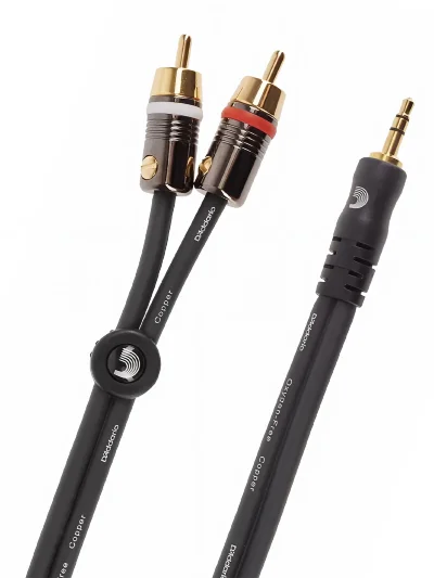 Інсертний кабель D'Addario PW-MP-05 Custom Series Dual RCA to 3.5 Stereo Mini Jack Cable (1.5m)