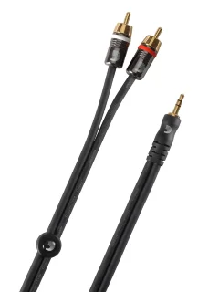 D'Addario PW-MP-05 Custom Series Dual RCA to 3.5 Stereo Mini Jack Cable (1.5m)