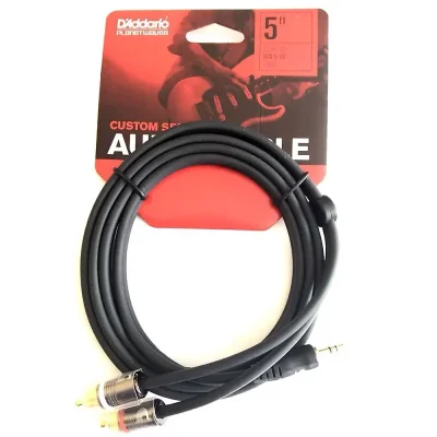 Інсертний кабель D'Addario PW-MP-05 Custom Series Dual RCA to 3.5 Stereo Mini Jack Cable (1.5m)