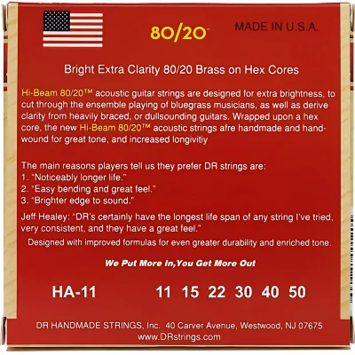 Струни DR HA-11 Hi-Beam Acoustic 80/20 Bronze Custom Light 11-50