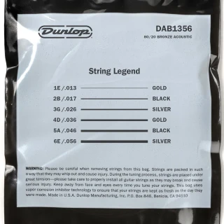 Dunlop DAB1356 80/20 Bronze Acoustic Guitar Strings 13-56